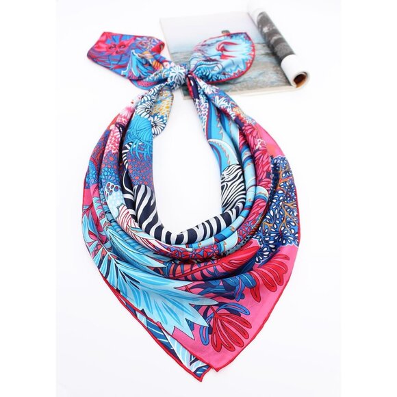 Lightweight Large Square Silk Scarf for Women's - Picture 3 of 7
